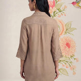 Zoa Beige Monochrome Embroidered Co-ord Set