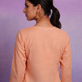 Apricot Embroidered Suit Set with Dupatta