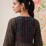 Mehrang Navy Printed A-line Kurta