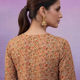 Orange All-Over Placement Printed Straight Suit Set