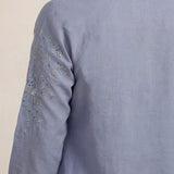 Celia Smokey Blue Embroidered Rayon Top for Women
