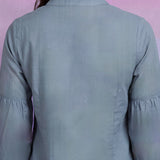 Spa Cotton Resham Zari Embroidered Puff Sleeve Shirt