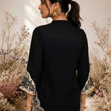 Zia Black Dori Embroidered Shantoon Blend Co-ord Set