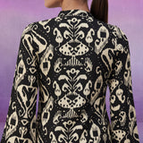 Black Ikat Printed Kurta Set with Dori Embroidery