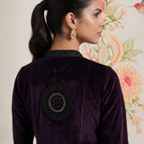 Firdaus Deep Wine Embroidered Velvet Co-ord Set for Women