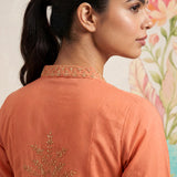 Malang Light Orange Embroidered A-line Kurta Set