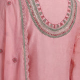 Albeli Baby Pink Embroidered A-line Suit Set with Dupatta