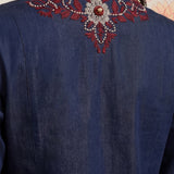 Dinah Denim Blue Embroidered Denim Designer Kurta for Women