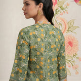 Saina Chenoise Green Printed Remi Linen Co-ord Set for Women