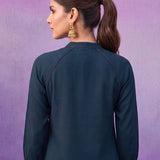 Teal Embroidered Co-ord Set with Raglan Sleeves