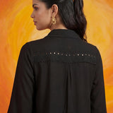 Nriti Black Embroidered Cotton- Blend Shirt