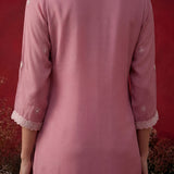 Iris Pink Embroidered Rayon Co-ord Set for Women