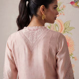Suroor Light Beige Embroidered Chanderi Kurta Set