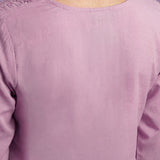 Pink Embroidered Straight Kurta Set