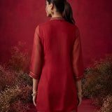 Blood Red Embroidered Chinon Tunic