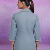 Blue Embroidered Pure Cotton Kurta with Palazzo Set