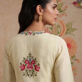 Saavan Light Green Embroidered Cotton blend Kurta Set