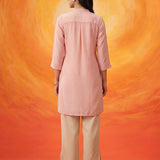 Sehr Baby Pink Embroidered Silk Kurti