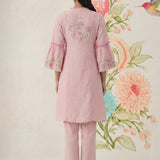 Agasti Baby Pink Embroidered Kurta Set