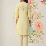 Agasti Butter Yellow Embroidered Kurta Set