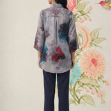 Liz Grey Printed Satin Shirt