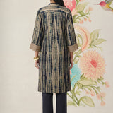 Anika Blue Printed Chanderi Straight Kurta