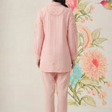 Pink Embroidered Linen Co-ord Set