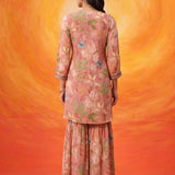Manjari Peach Printed Garara Suit Set with Dupatta