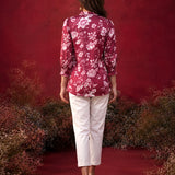 Fuchsia All Over Printed Satin Shirt