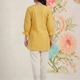 Yellow Phool Collection Kurti With Multi-Colour Embroidery