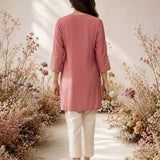 Pink Resham Embroidered Kurti
