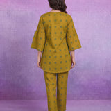Mustard Dori Embroidery Kurti with Palazzo