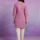 Lavender Embroidered Straight Kurta Set