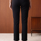 Roma Black Cotton Straight Fit Pant