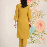 Saroja Yellow Embroidered A-line Kurta Set