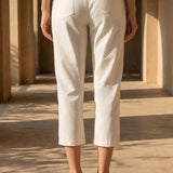 Ivory Cotton Blend Regular Fit Capris