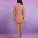 Peach Embroidered Pure Cotton Kurta with Palazzo Set