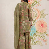 Manjari Green Printed Garara Suit Set with Dupatta