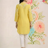 Intira Yellow Embroidered A-line Kurta