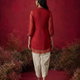 Blood Red Embroidered Chinon Tunic