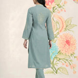 Malang Green Embroidered A-line Kurta Set