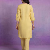 Light Yellow Embroidered Straight Kurta Set
