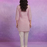Pink Ethnic Motifs Embroidered Regular Thread Work Pure Cotton Kurta with Trousers