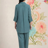 Zoa Teal Monochrome Embroidered Co-ord Set