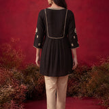 Zari Black Mirror Work Cotton Kurta Set