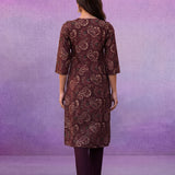 Purple Embroidered Straight Kurta Set