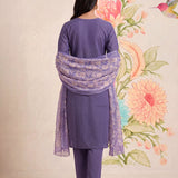 Ragini Lavender Embroidered Straight Suit Set with Dupatta