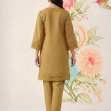 Shayeri Olive Embroidered A-line Kurta Set