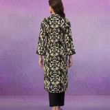 Black Ikat Printed Kurta Set with Dori Embroidery