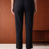 Black  Lycra Full Length Tapered Fit Pant